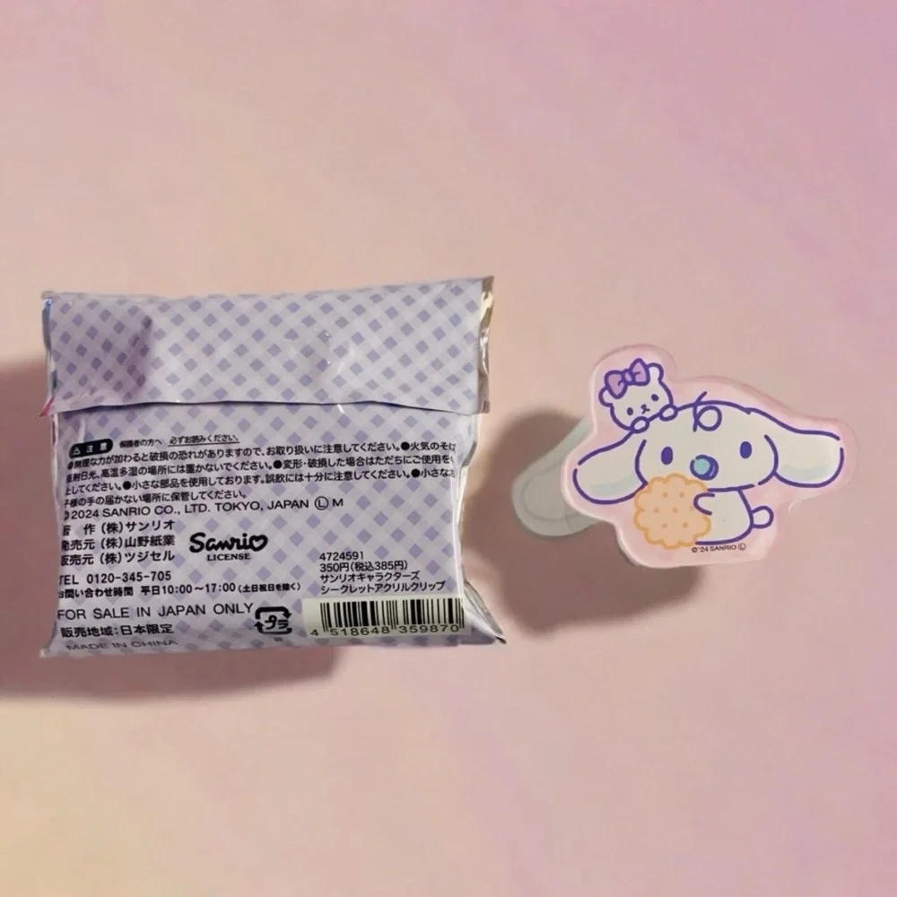Sanrio Clip Set - Cinnamoroll, 2” Acrylic Kawaii Fastener For Planner Journal